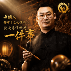 歲雄胎毛筆第六代傳人張振宇師傅手持毛筆展現非遺匠人專注做好一件事的使命⁠